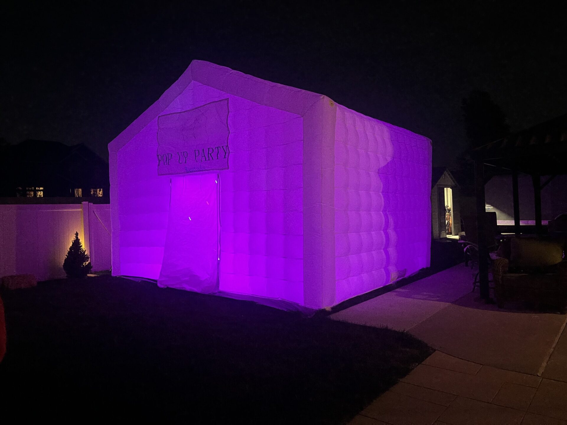 exterior of pop up party rentals tent