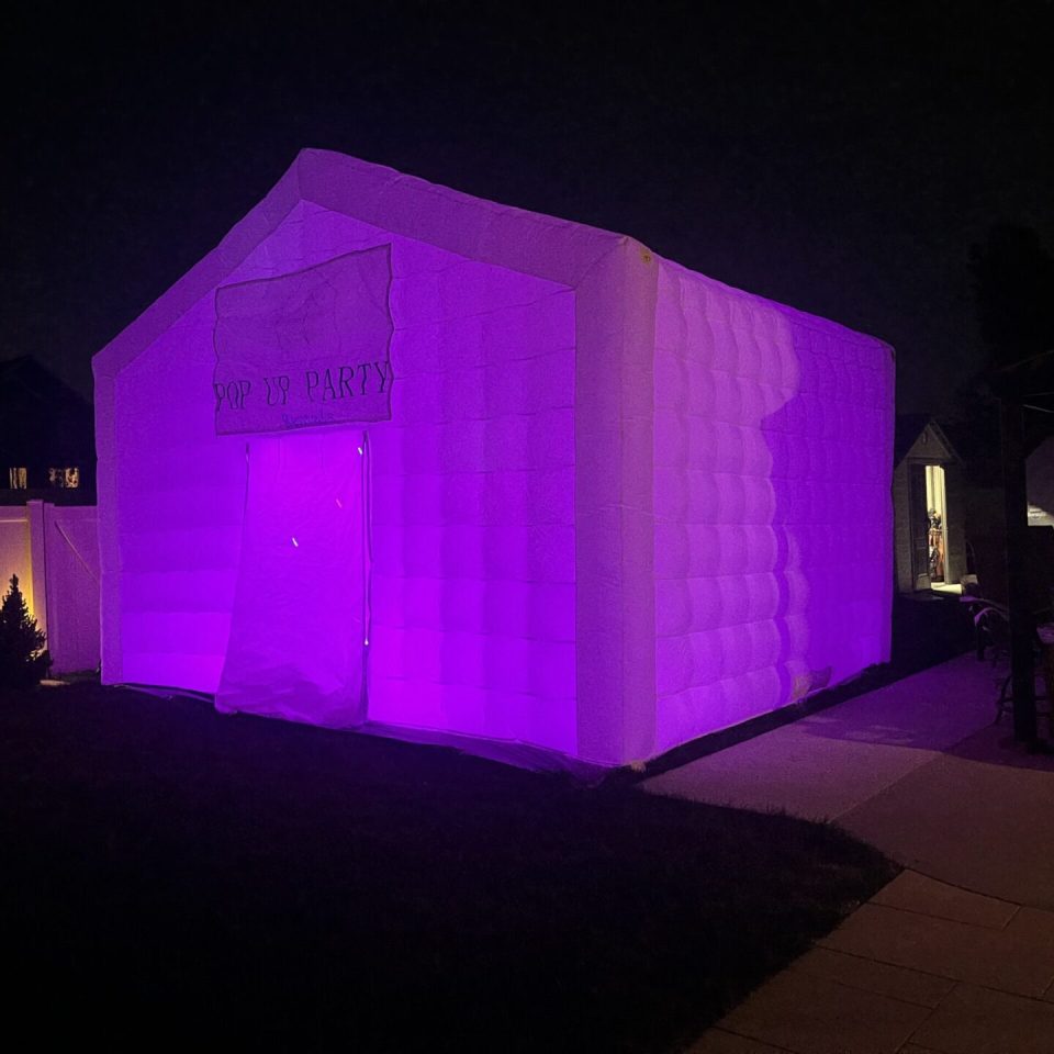 exterior of pop up party rentals tent